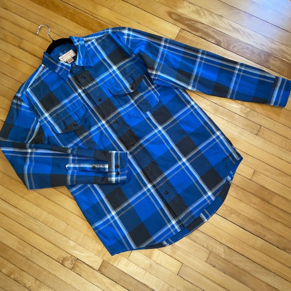 Filson Lightweight Alaskan Guide Button Up Plaid Shirt Outdoors Medium Long